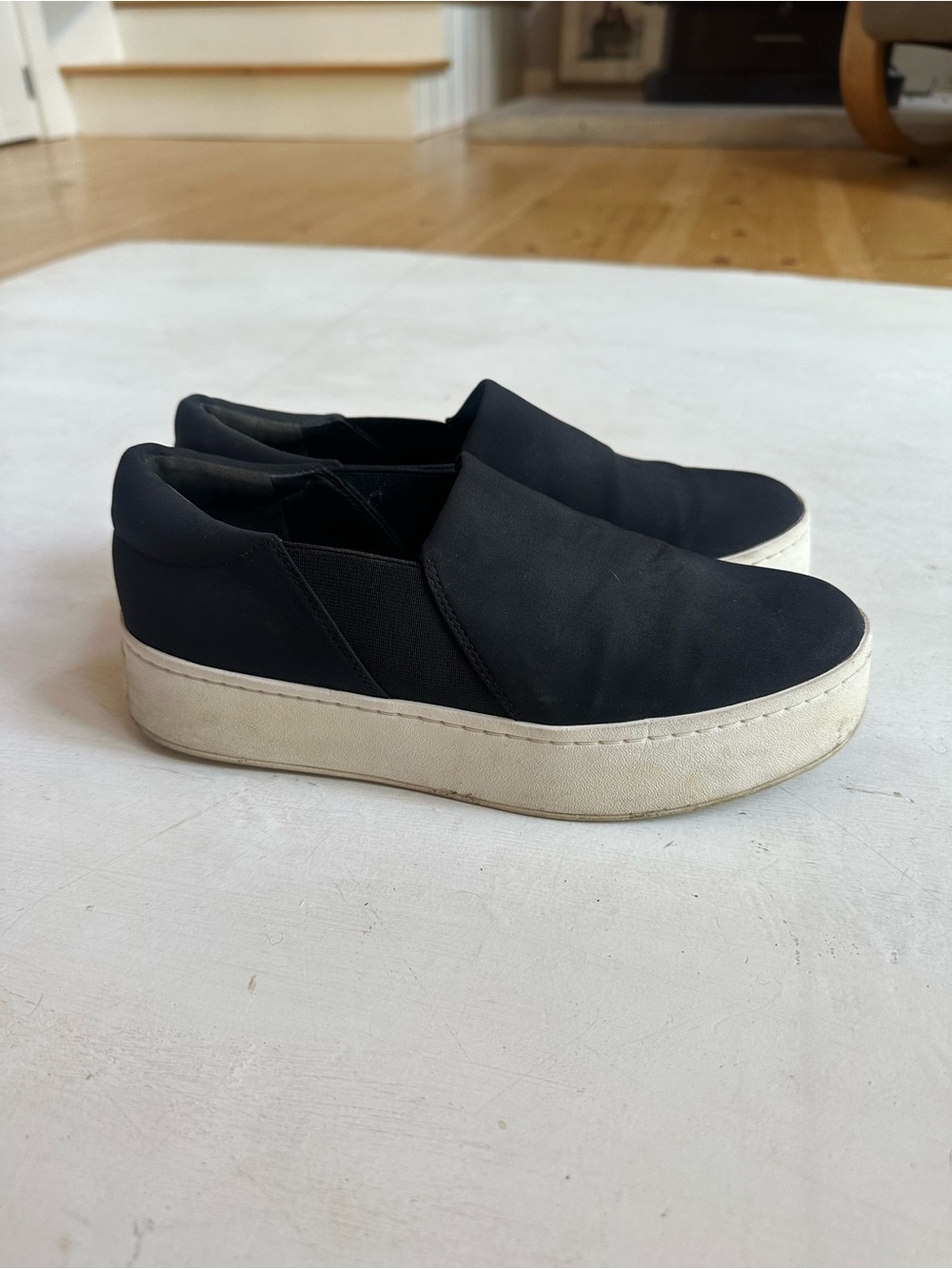 Vince Black Slip On Platform Shoes